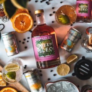 Queen Cleo Rhubarb Gin with a Twist of Lime 70cl Bottle min