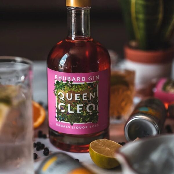 Queen Cleo Rhubarb Gin with a Twist of Lime 70cl Bottle2 min